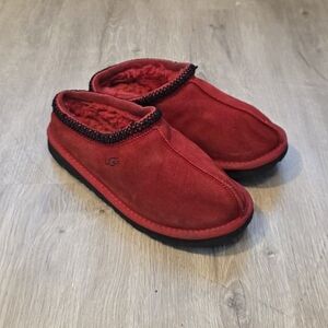 UGG Red Tasman Suede Shearling Slip-On Slippers Size 6